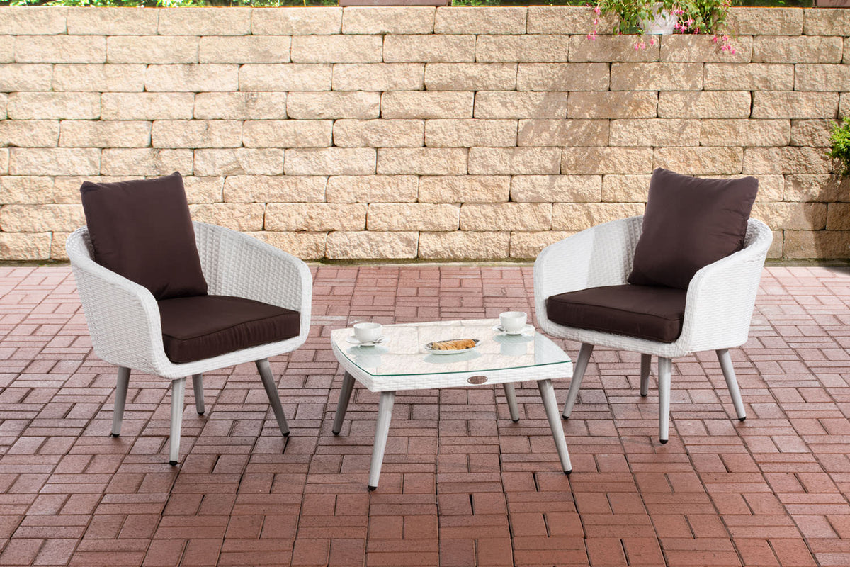 CLP Balkon-Set Ameland Flachrattan terrabraun 45 cm (Hellgrau)