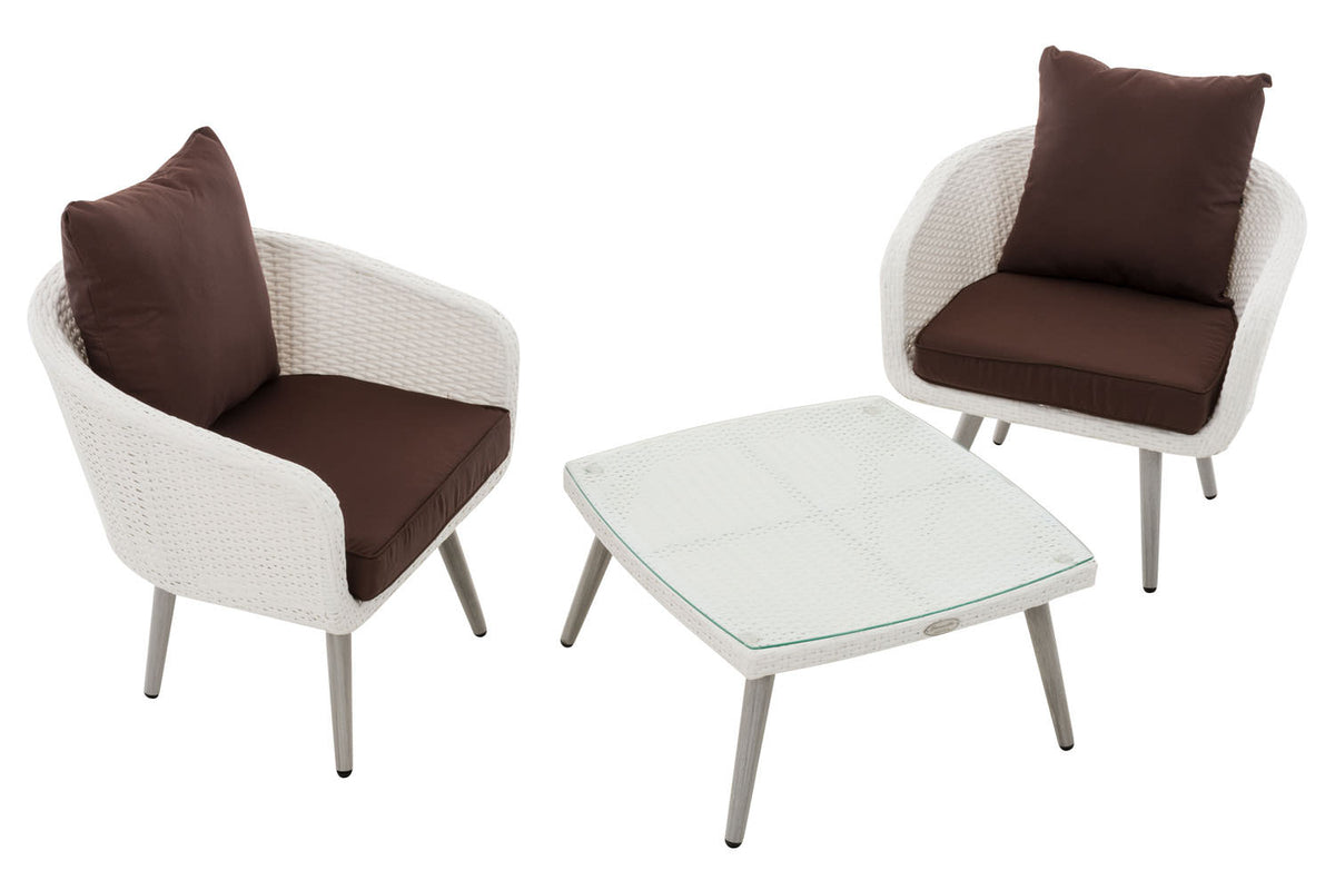 CLP Balkon-Set Ameland Flachrattan terrabraun 45 cm (Hellgrau) – Produktabbildung 2