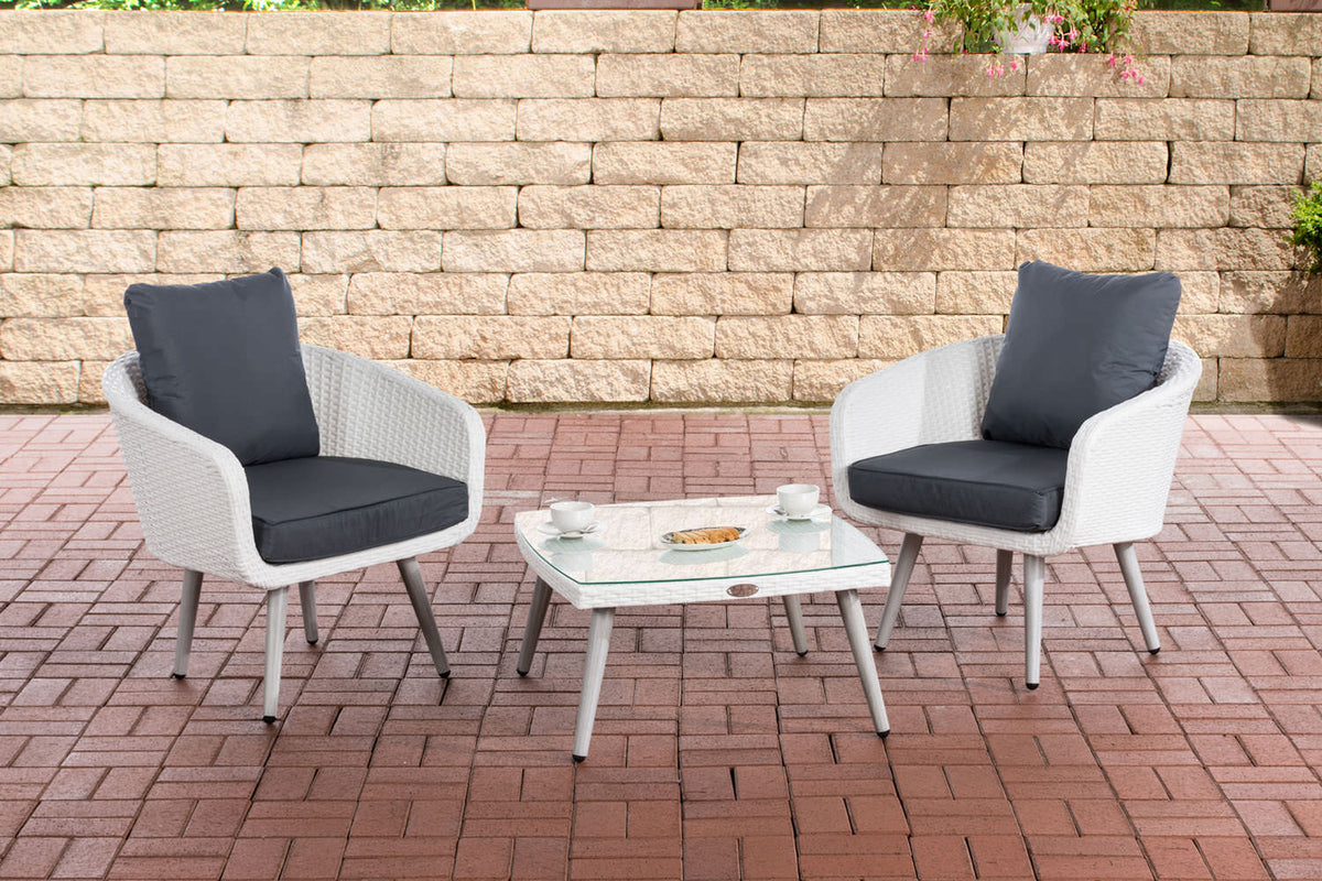 CLP Balkon-Set Ameland Flachrattan eisengrau 45 cm (Hellgrau)