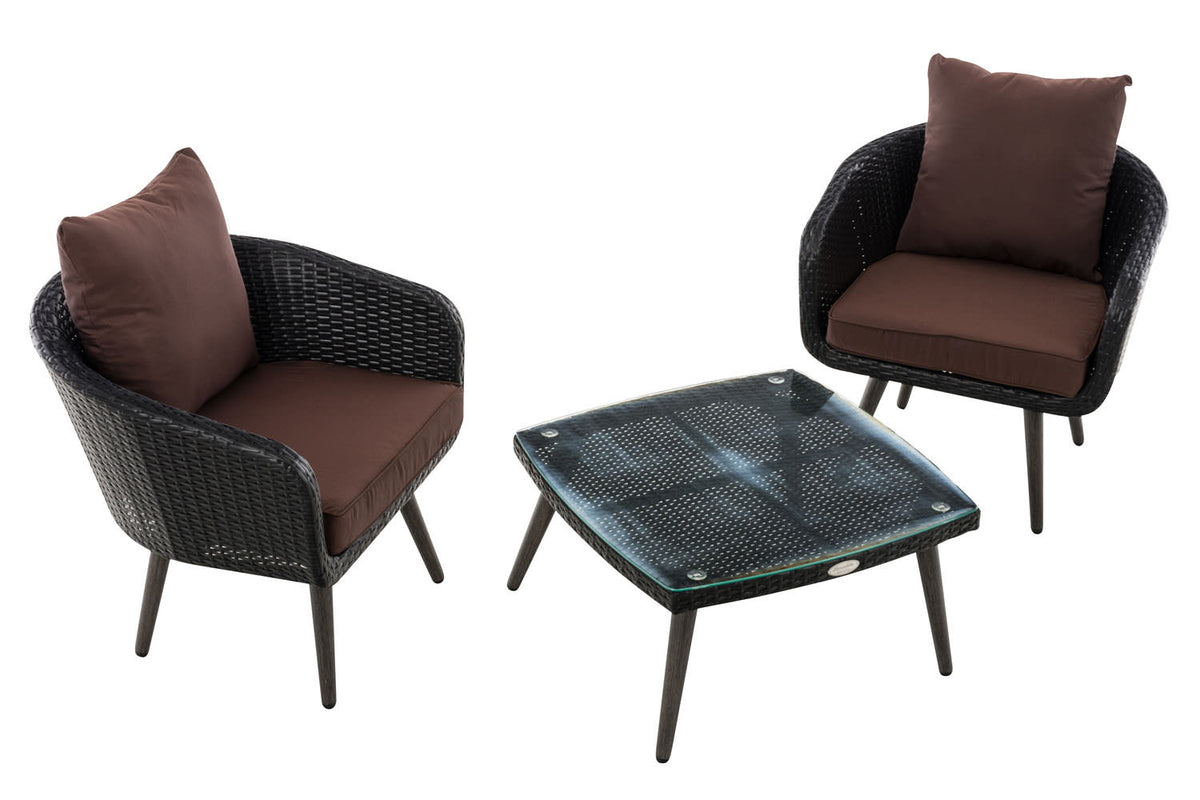 CLP Balkon-Set Ameland Flachrattan terrabraun 45 cm (Dunkelgrau) – Produktabbildung 2