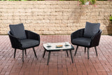 CLP Balkon-Set Ameland Flachrattan eisengrau 45 cm (Dunkelgrau)