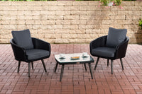 CLP Balkon-Set Ameland Flachrattan eisengrau 45 cm (Dunkelgrau)