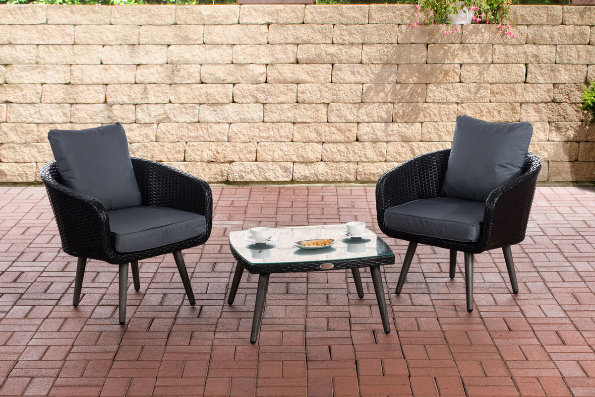 CLP Balkon-Set Ameland Flachrattan eisengrau 45 cm (Dunkelgrau)