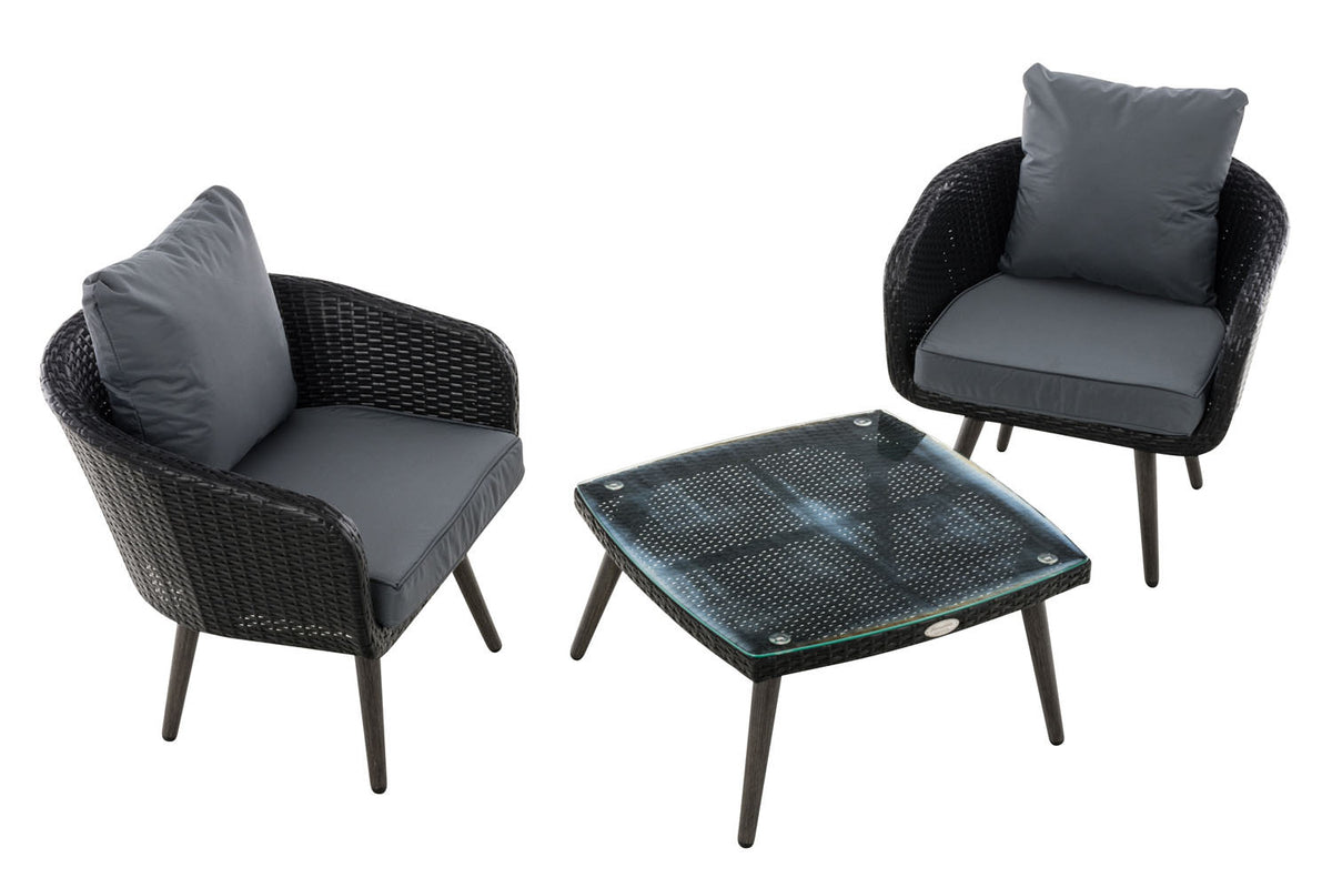 CLP Balkon-Set Ameland Flachrattan eisengrau 45 cm (Dunkelgrau) – Produktabbildung 2