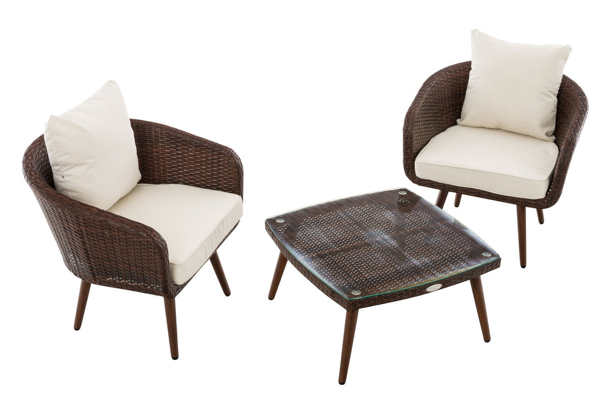 CLP Balkon-Set Ameland Flachrattan cremeweiß 45 cm (Dunkelbraun) – Produktabbildung 2