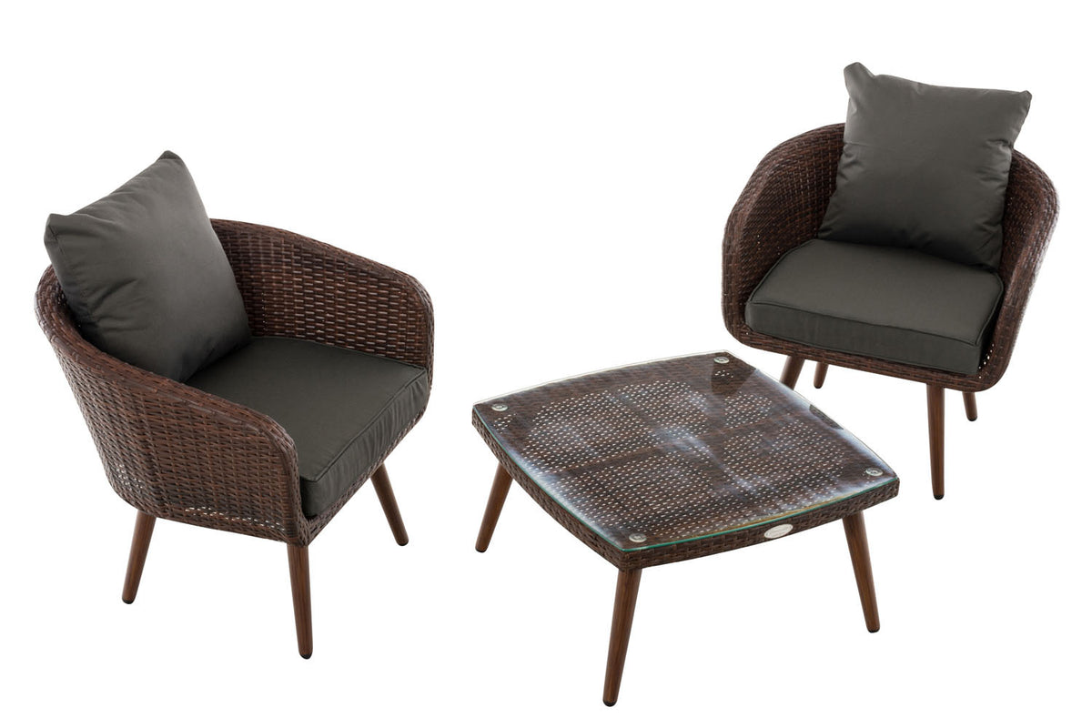 CLP Balkon-Set Ameland Flachrattan anthrazit 45 cm (Dunkelbraun) – Produktabbildung 2