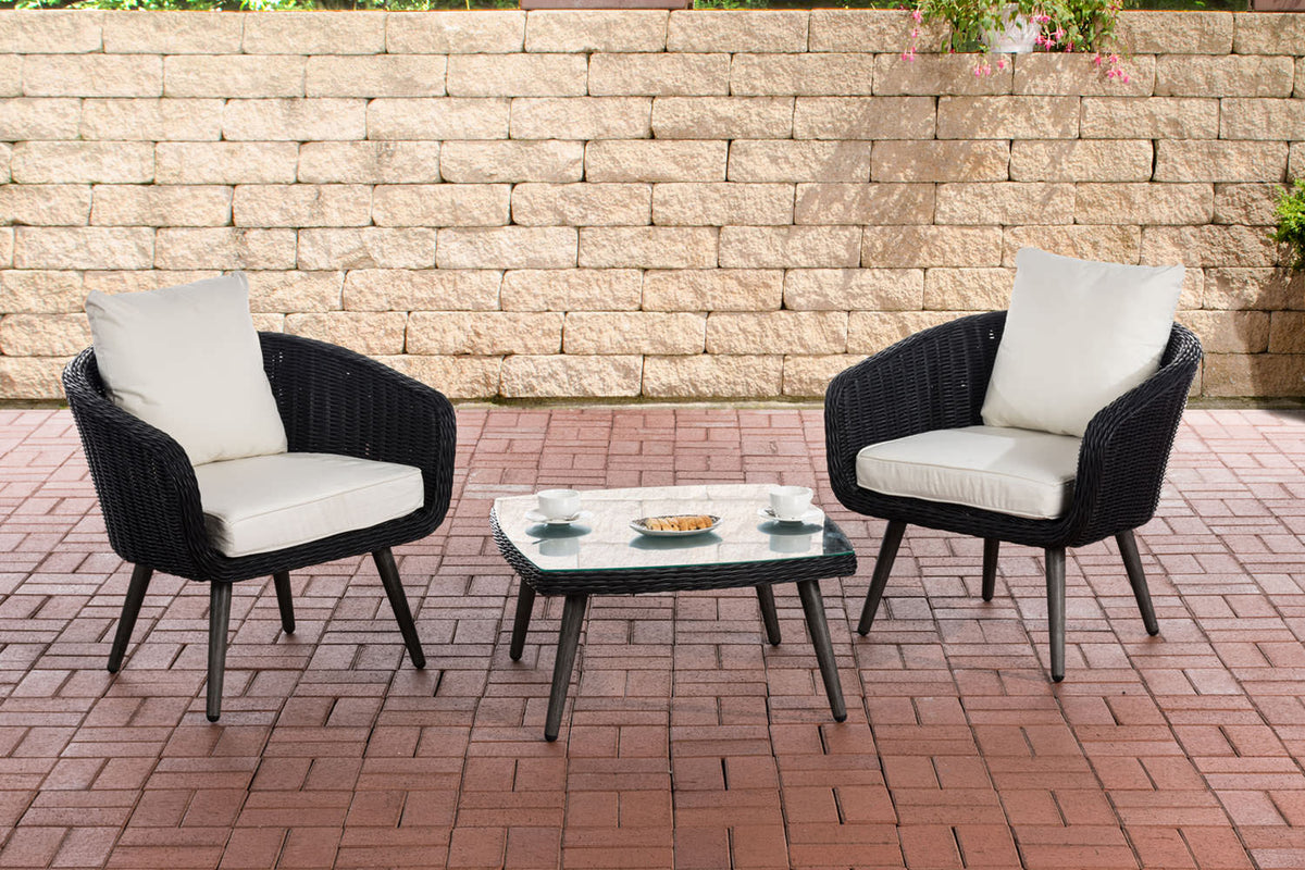 CLP Balkon-Set Ameland Rundrattan cremeweiß 40 cm (Dunkelgrau)