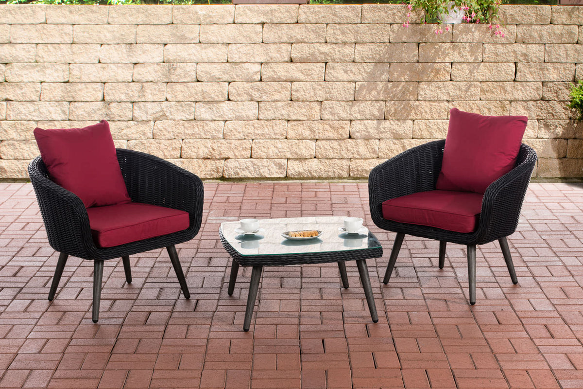 CLP Balkon-Set Ameland Rundrattan rubinrot 40 cm (Dunkelgrau)