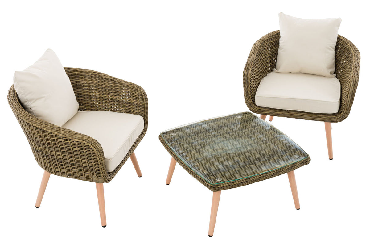 CLP Balkon-Set Ameland Rundrattan cremeweiß 40 cm (Hellbraun) – Produktabbildung 2