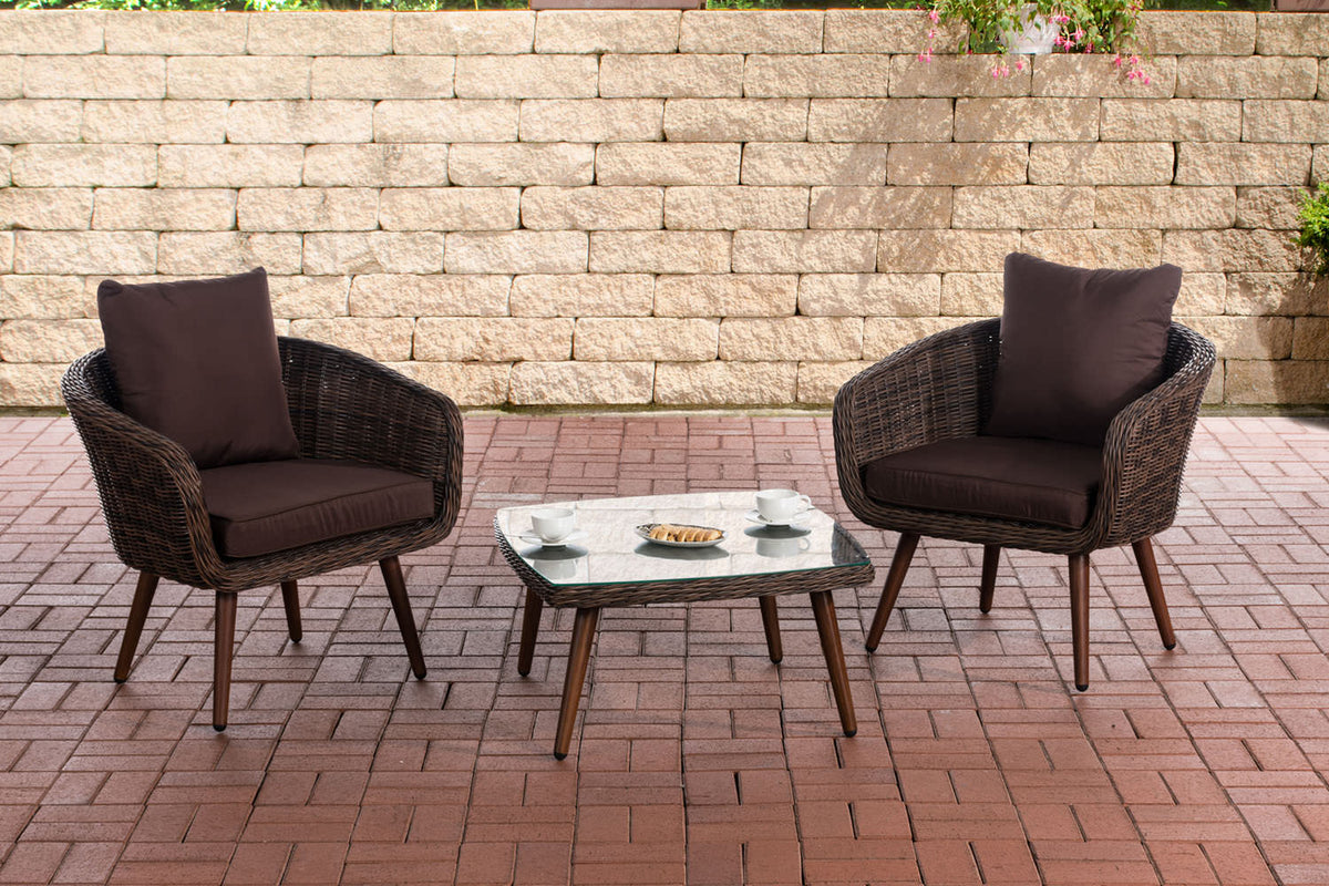 CLP Balkon-Set Ameland Rundrattan terrabraun 40 cm (Dunkelbraun)