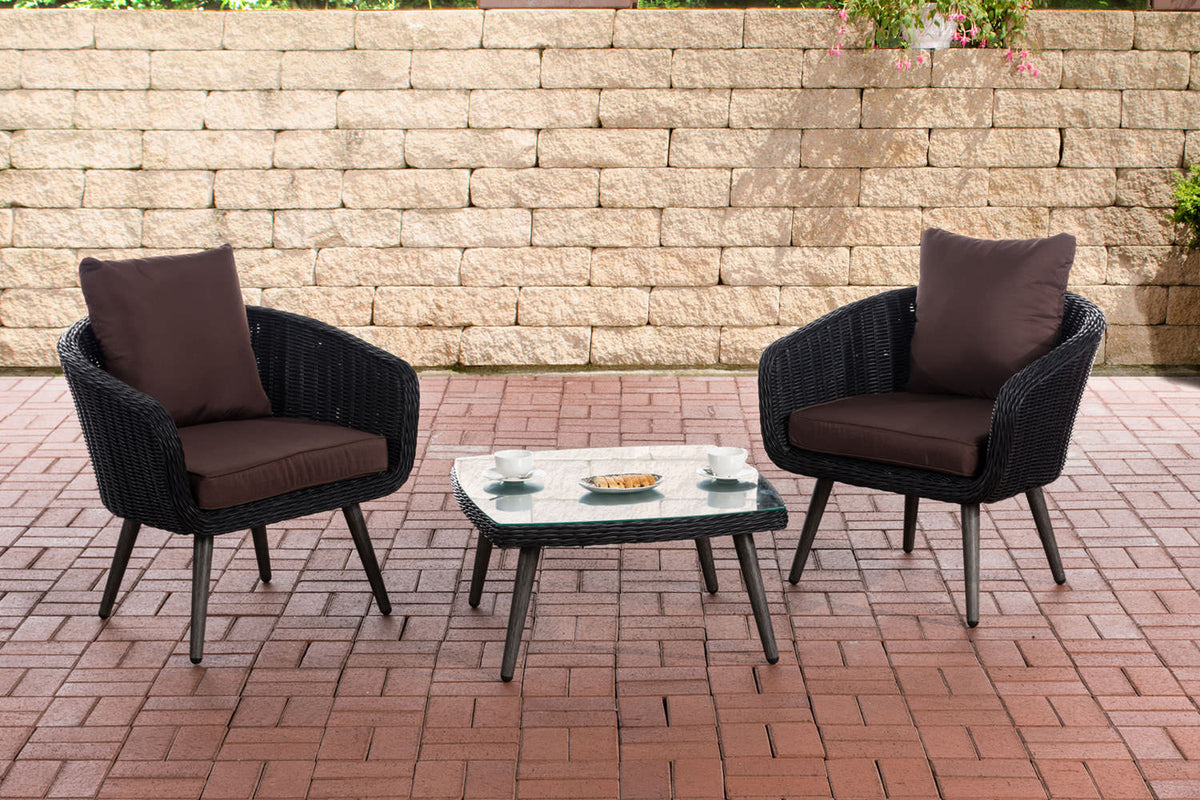 CLP Balkon-Set Ameland Rundrattan terrabraun 45 cm (Dunkelgrau)