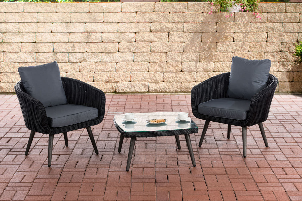 CLP Balkon-Set Ameland Rundrattan eisengrau 45 cm (Dunkelgrau)