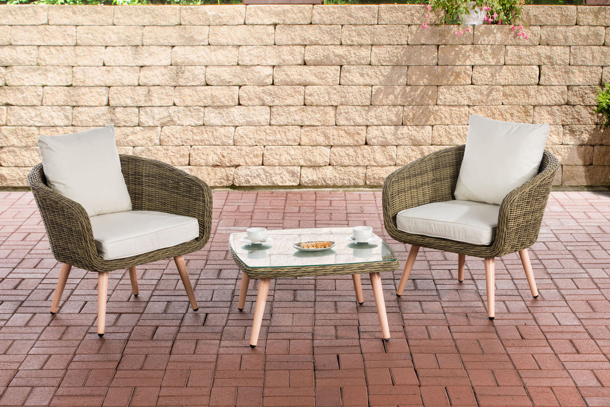 CLP Balkon-Set Ameland Rundrattan cremeweiß 45 cm (Hellbraun)