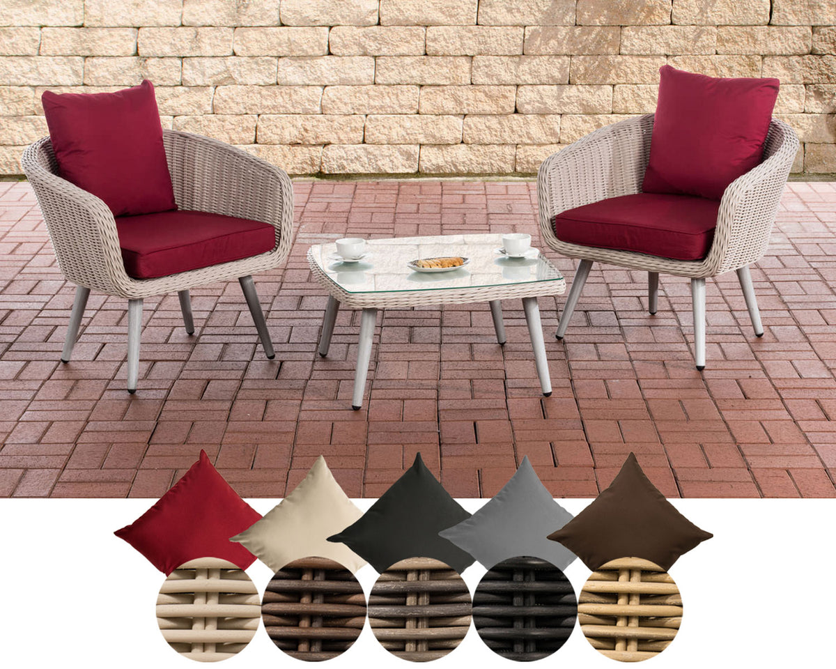 CLP Balkon-Set Ameland Rundrattan rubinrot 45 cm (Hellgrau)