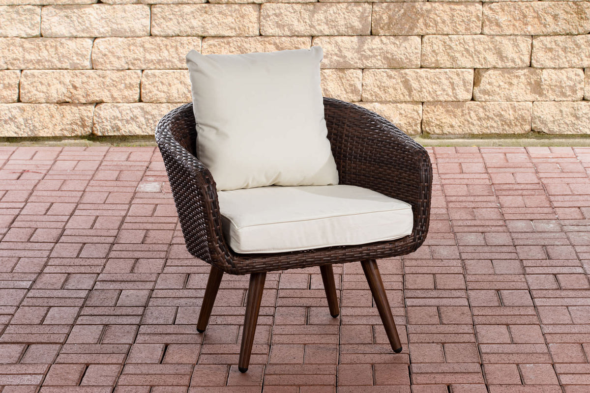 CLP Sessel Ameland Flach cremeweiß 40 cm (Dunkelbraun)
