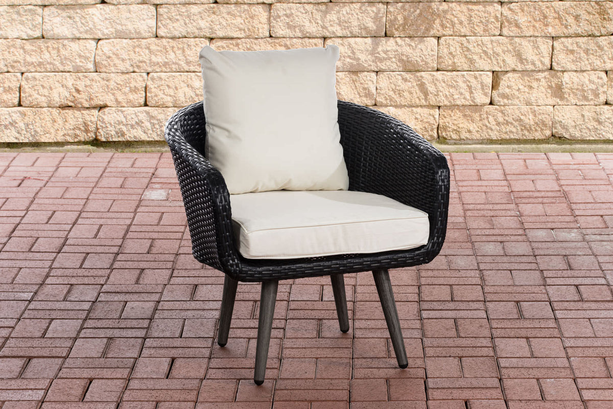 CLP Sessel Ameland Flach cremeweiß 45 cm (Dunkelgrau)