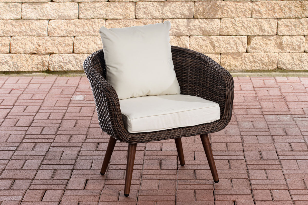 CLP Sessel Ameland Rund cremeweiß 40 cm (Dunkelbraun)