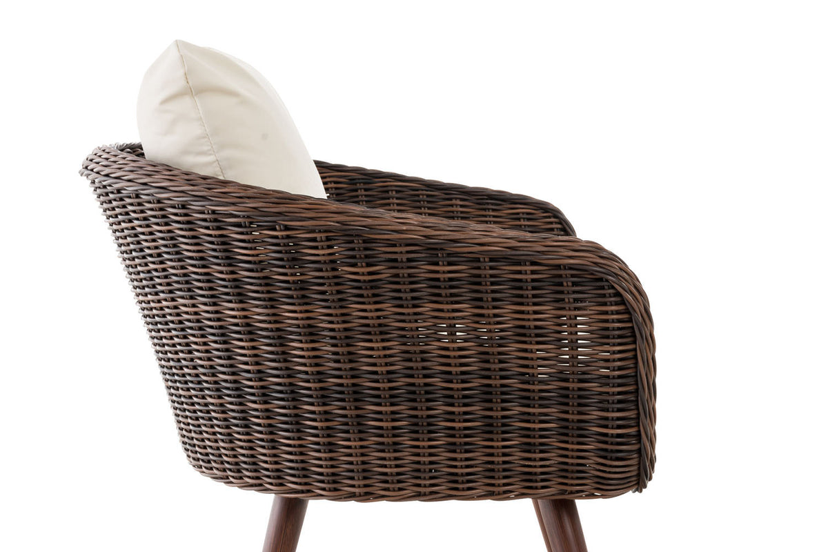 CLP Sessel Ameland Rund cremeweiß 45 cm (Dunkelbraun) – Produktabbildung 3