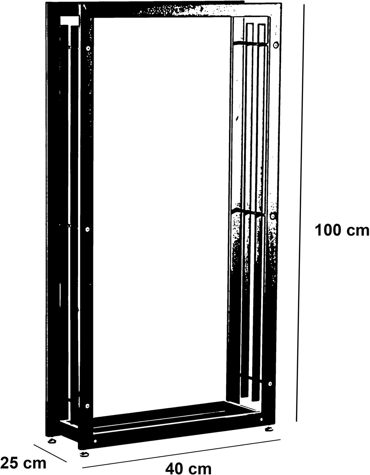 CLP Kaminholzständer Skadi 25x40x100 – Produktabbildung 2