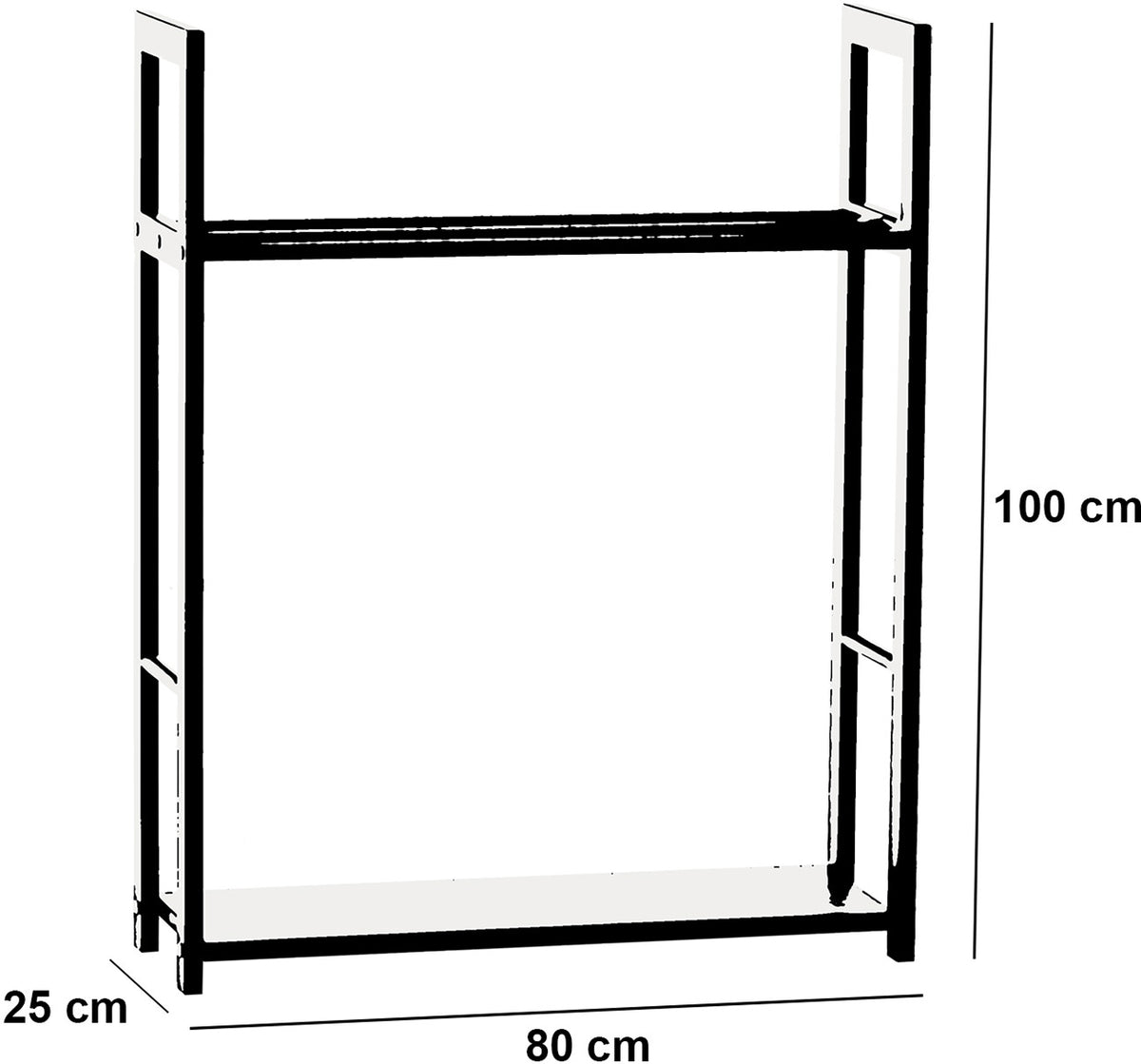 CLP Kaminholzständer Snow 100x80x25 – Produktabbildung 2