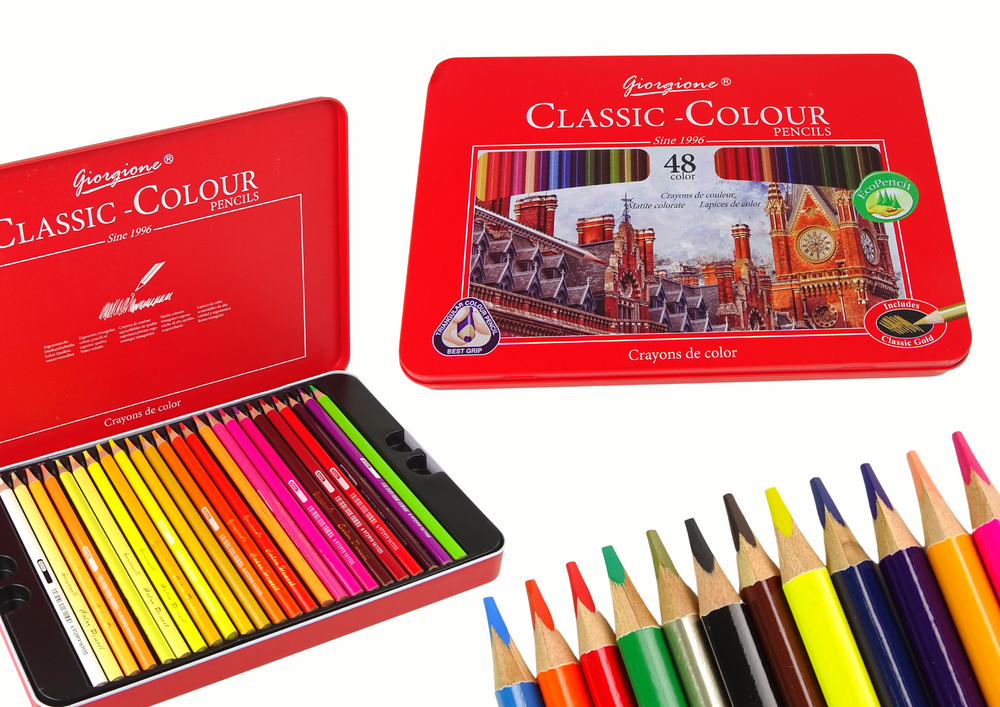 Set of 48 Art Crayons in metal tin
