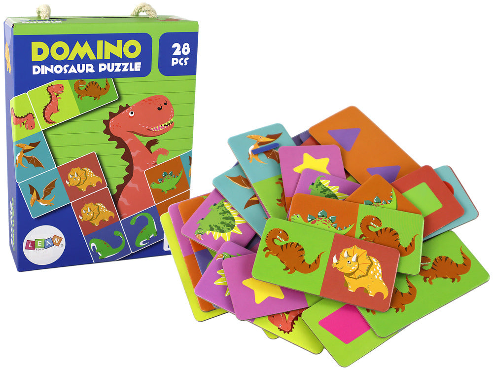 Logic game, double-sided puzzle, dominoes, dinosaurs, 10 cm x 5 cm, 28 pieces