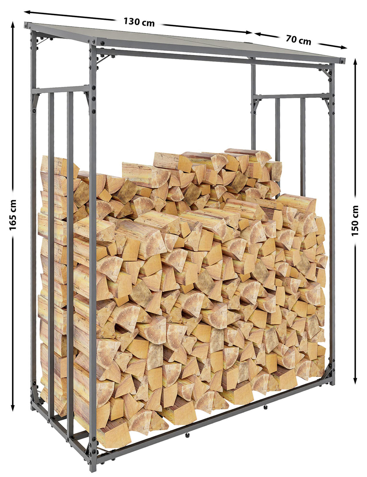 CLP Kaminholzunterstand + Abdeckplane Ruston Metall M – Produktabbildung 3