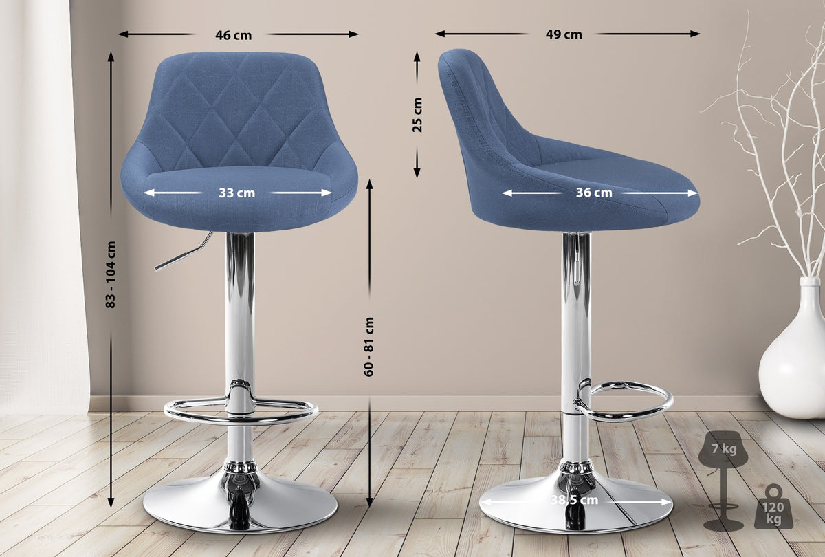 CLP Barhocker Lazio Stoff chrom – Produktabbildung 2