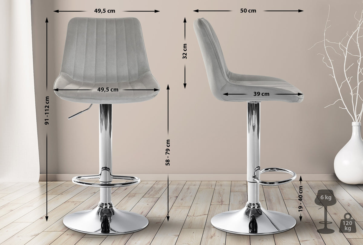 CLP Barhocker Toni Samt chrom – Produktabbildung 2