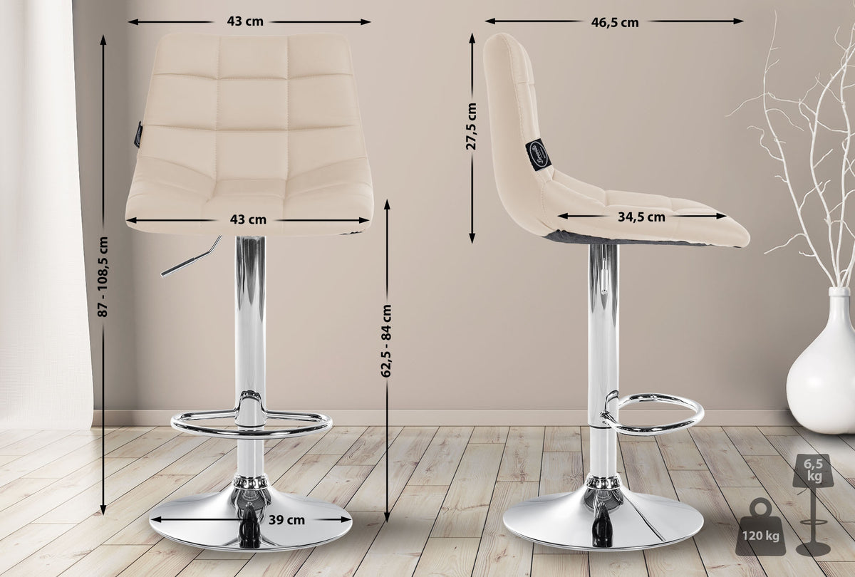 CLP 2er Set Barhocker Jerry Kunstleder chrom – Produktabbildung 2