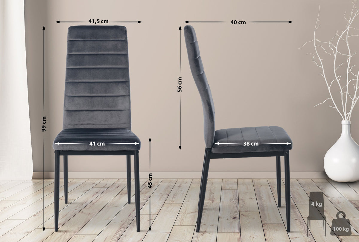CLP 4er Set Esszimmerstühle Mayfair Samt – Produktabbildung 10