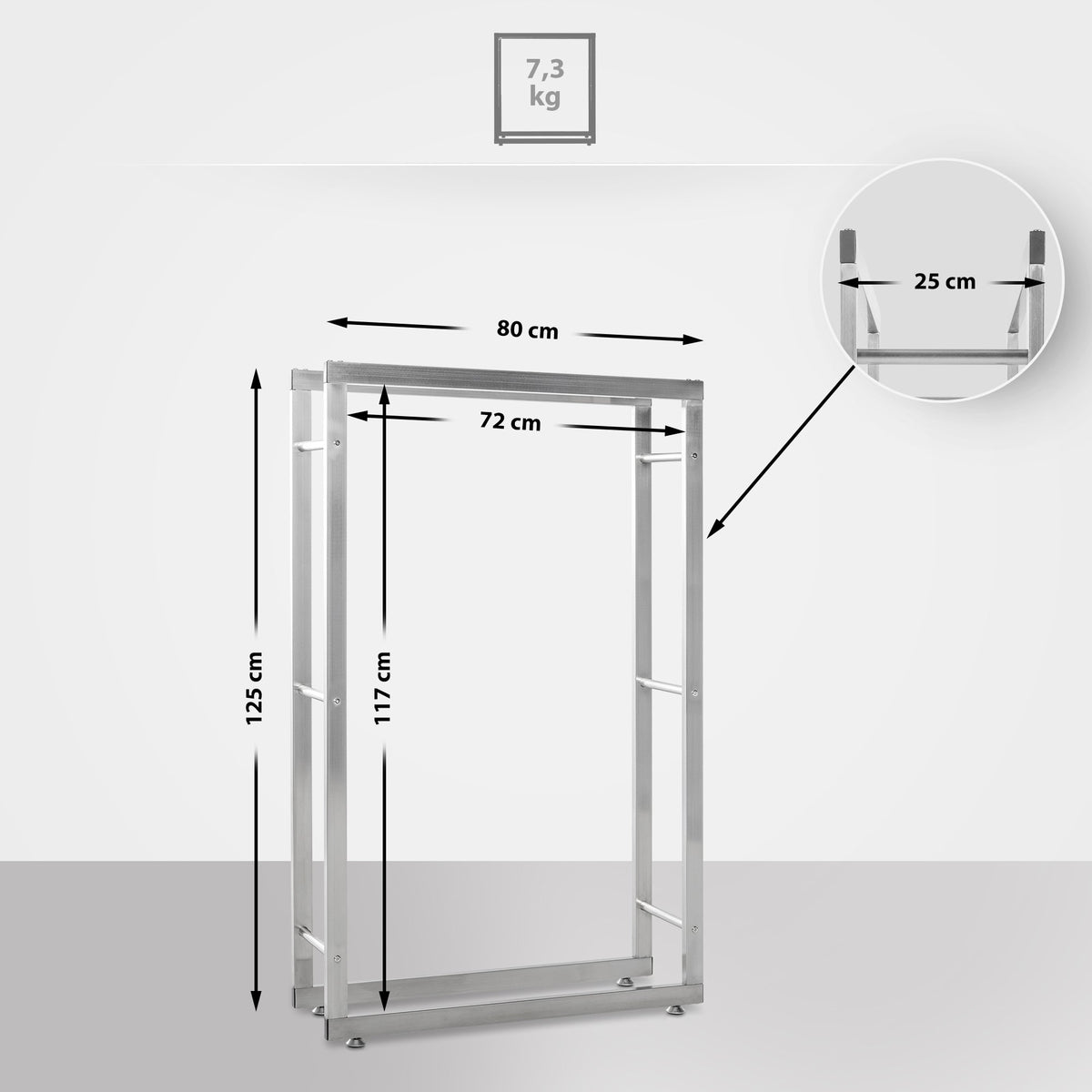CLP Kaminholzständer Keri V2 25x80x125 cm – Produktabbildung 2