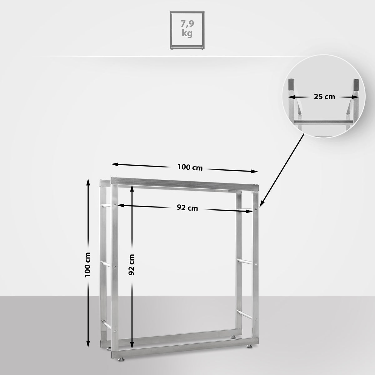 CLP Kaminholzständer Keri V2 25x100x100 cm – Produktabbildung 2