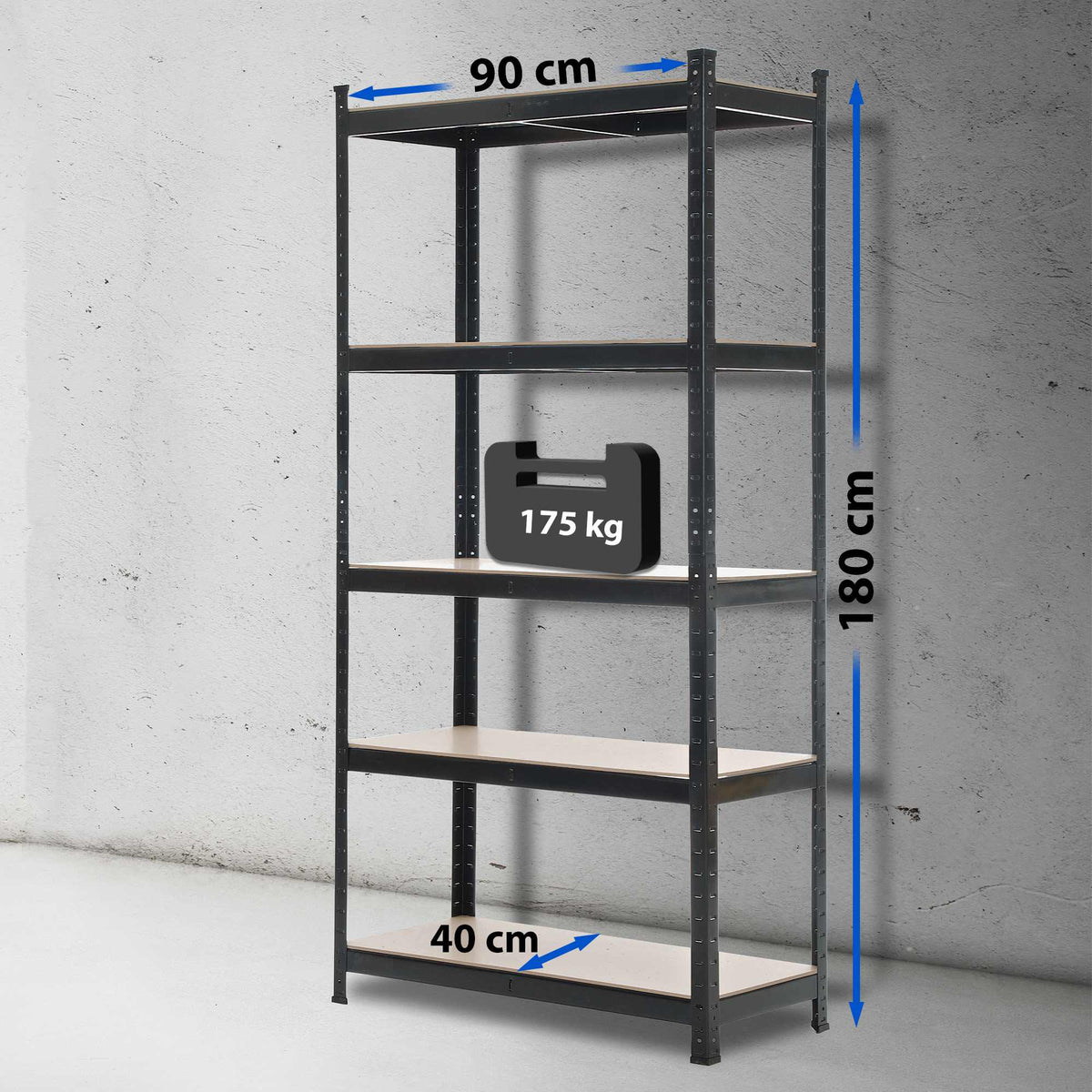 CLP Lagerregal 90x40x180 cm – Produktabbildung 2
