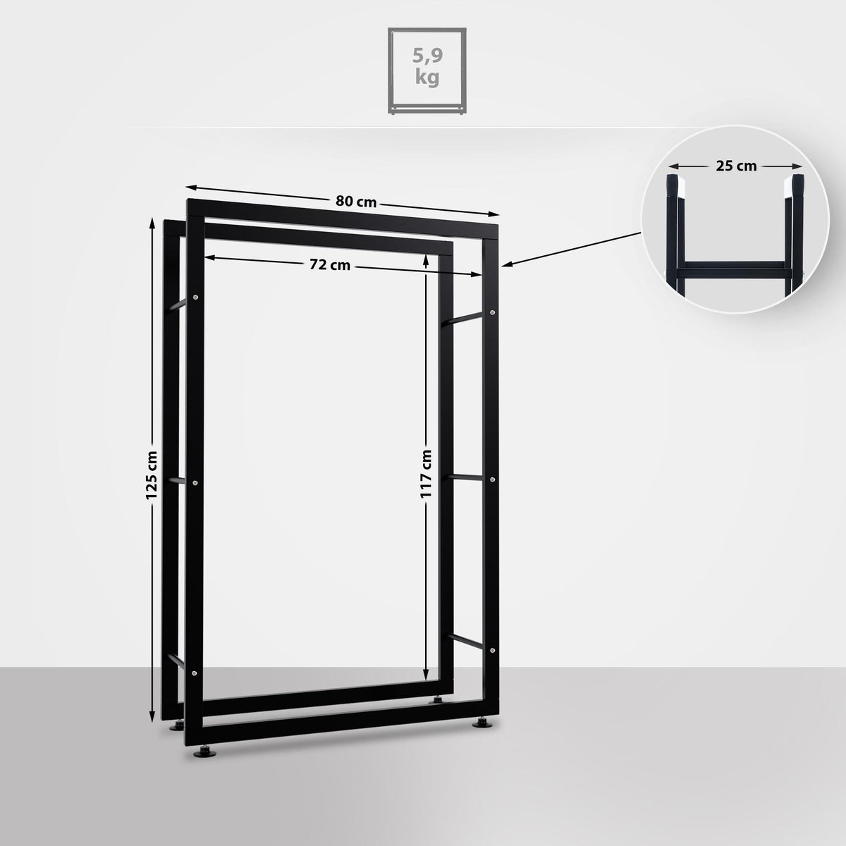 CLP Kaminholzständer Keri V2 25x80x125 – Produktabbildung 2
