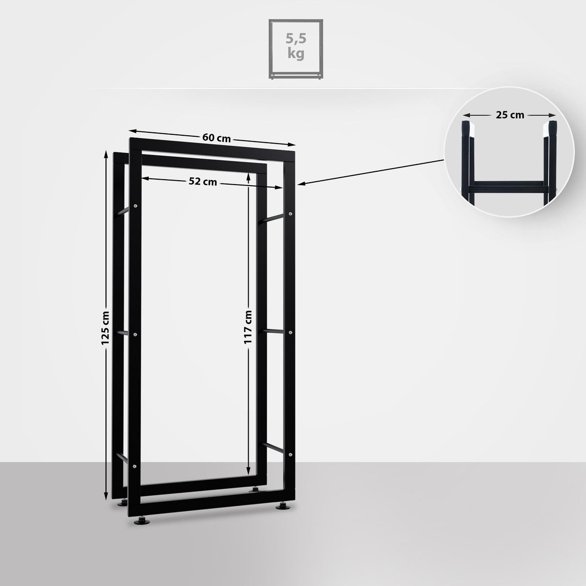 CLP Kaminholzständer Keri V2 25x60x125 – Produktabbildung 2