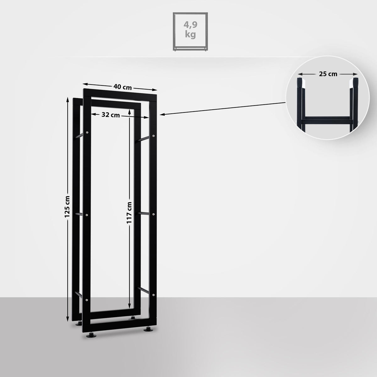 CLP Kaminholzständer Keri V2 25x40x125 – Produktabbildung 2