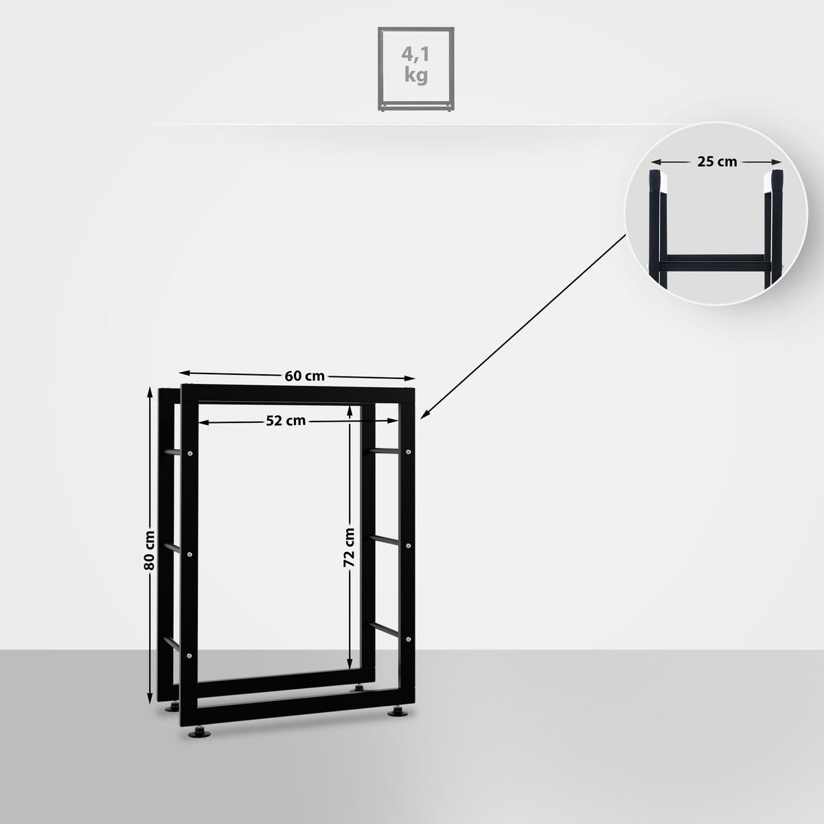 CLP Kaminholzständer Keri V2 25x60x80 – Produktabbildung 2
