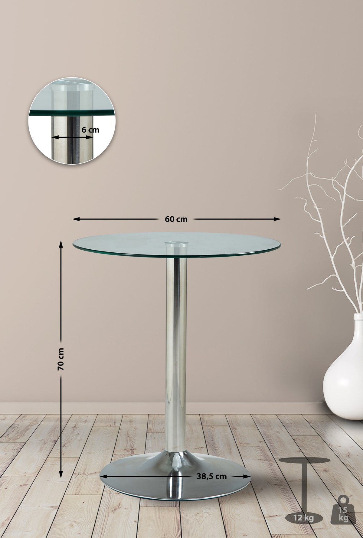 CLP Glastisch 70 cm – Produktabbildung 2