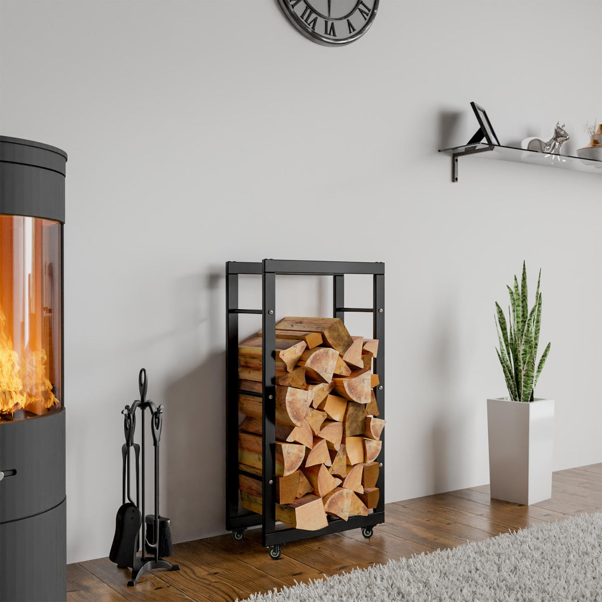 CLP Kaminholzständer Keri mit Rollen 25x40x80 – Produktabbildung 3