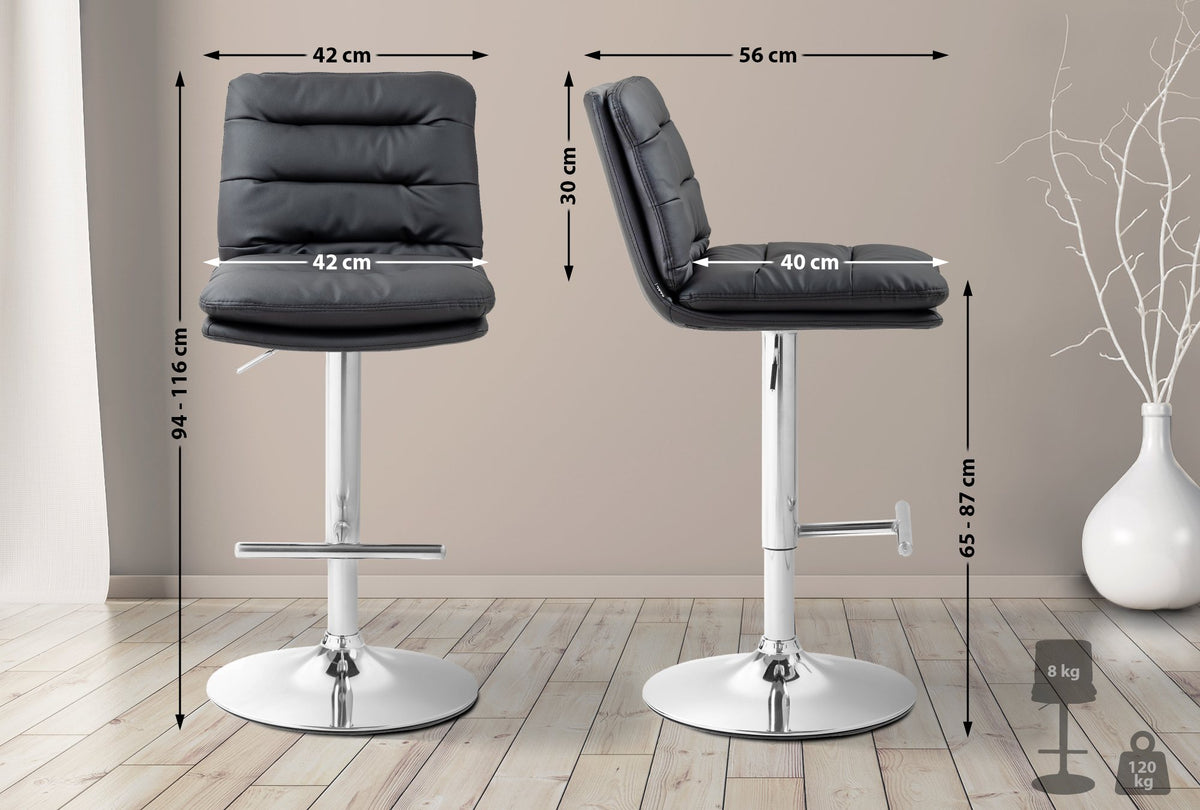 CLP 2er Set Barhocker Damar Kunstleder chrom – Produktabbildung 2