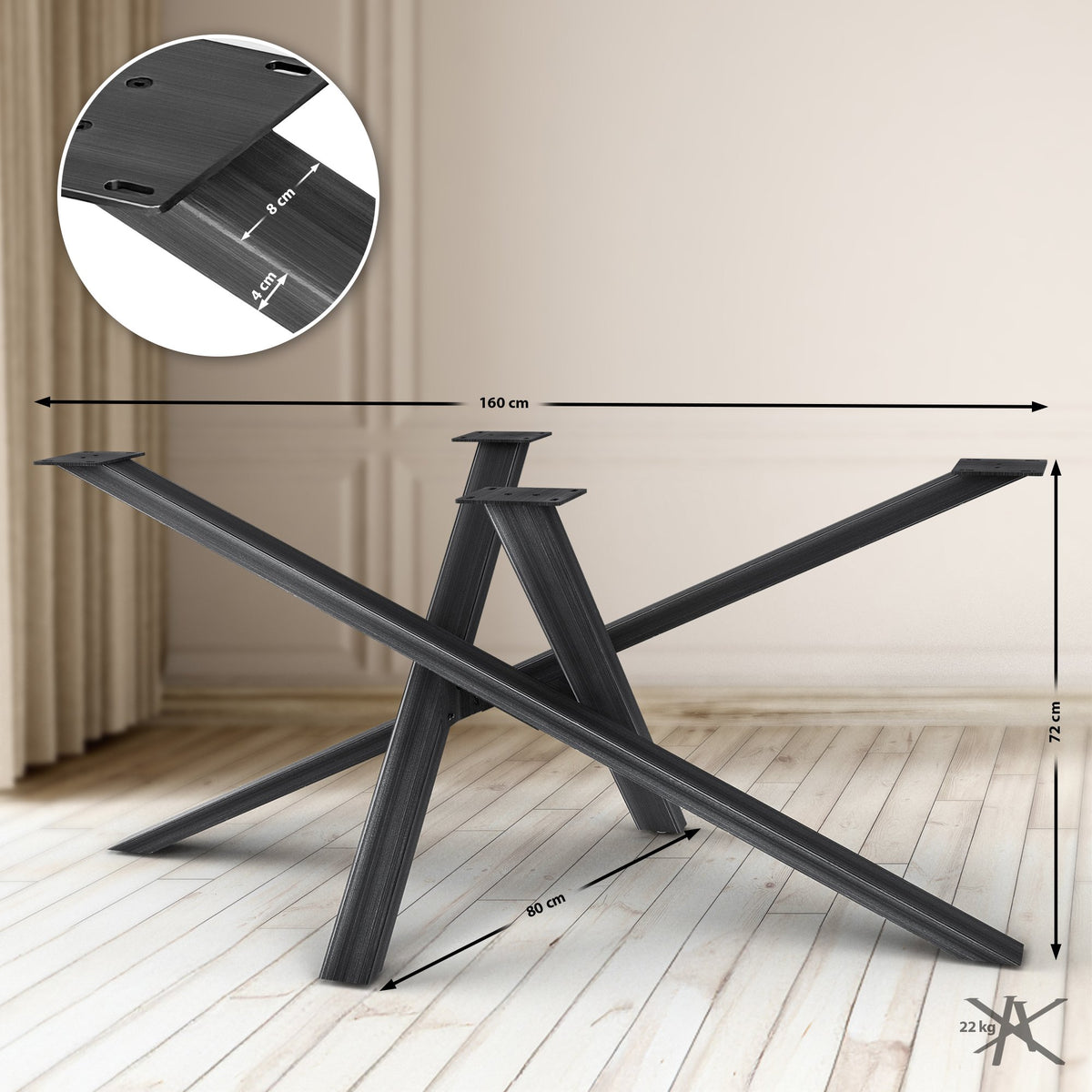 CLP Tischbeine Finney 160x80x72 – Produktabbildung 2