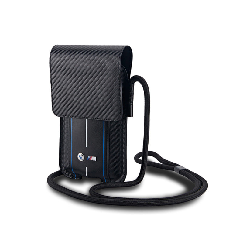 BMW Carbon Blue Stripes Wallet Bag - phone case (black) (2)