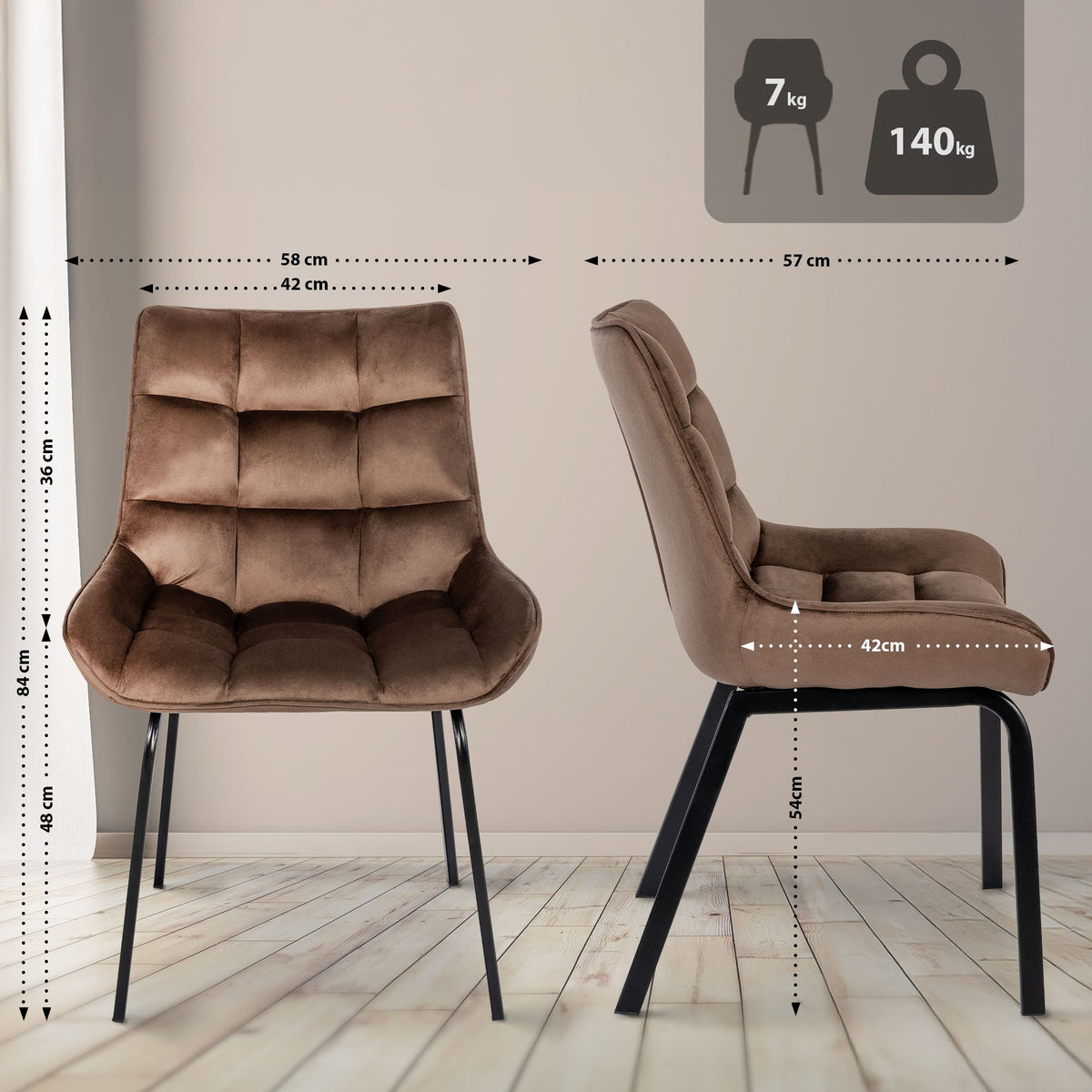 CLP 2er Set Stuhl Saranda Samt – Produktabbildung 5