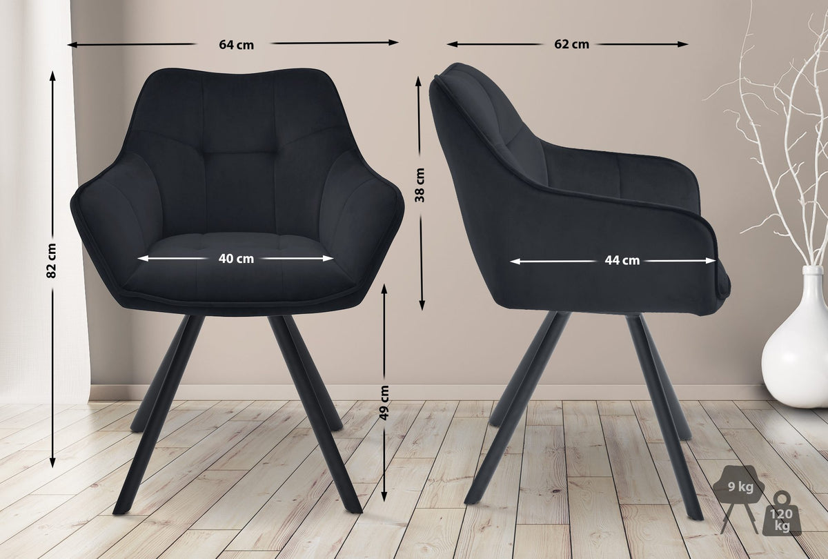CLP 2er Set Esszimmerstuhl Scott Samt – Produktabbildung 2