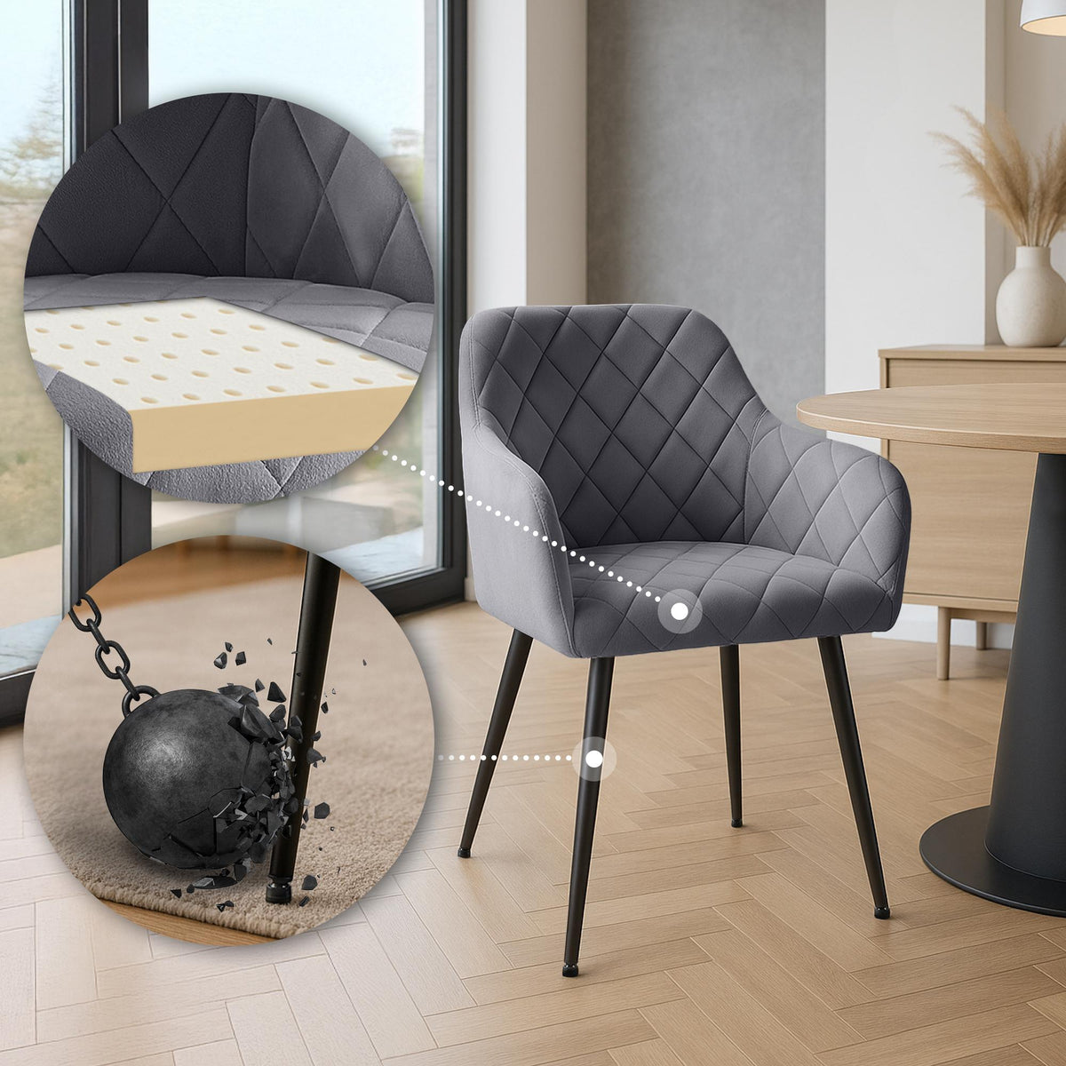CLP 2er Set Esszimmerstuhl Monett Samt B – Produktabbildung 2