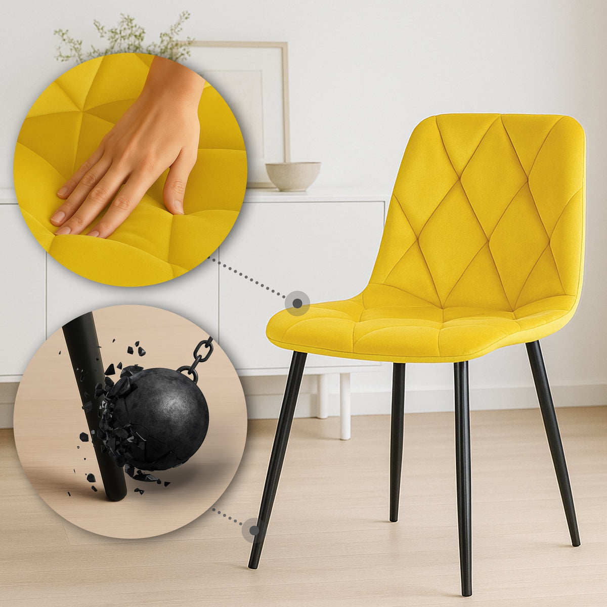 CLP 2er Set Esszimmerstuhl Clairton Samt – Produktabbildung 3