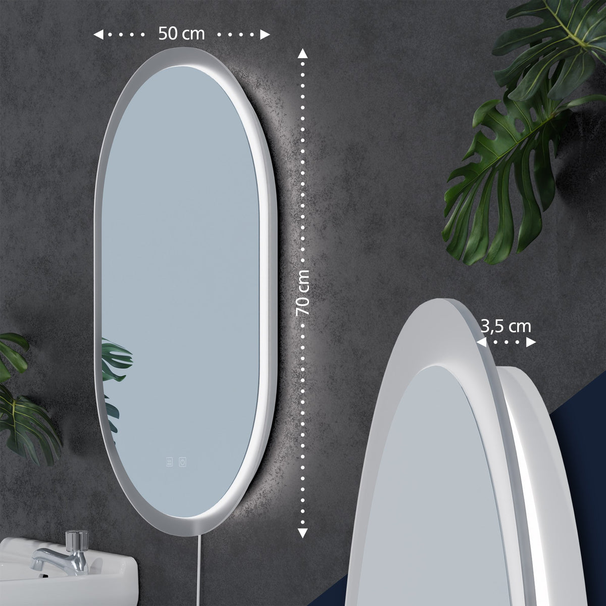 CLP Badspiegel Karishma 70x50 mit Bluetooth – Produktabbildung 2