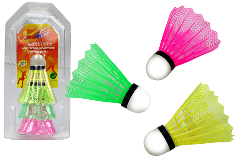 Set of badminton shuttlecocks, 3-piece, classic, colorful