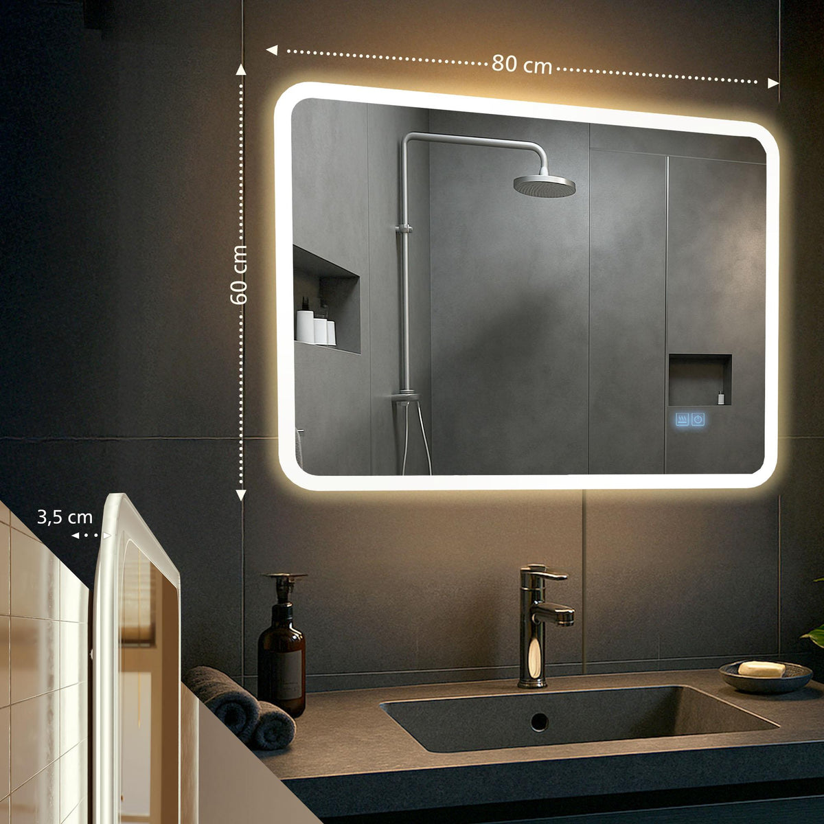 CLP Badspiegel Jericho mit Bluetooth – Produktabbildung 2